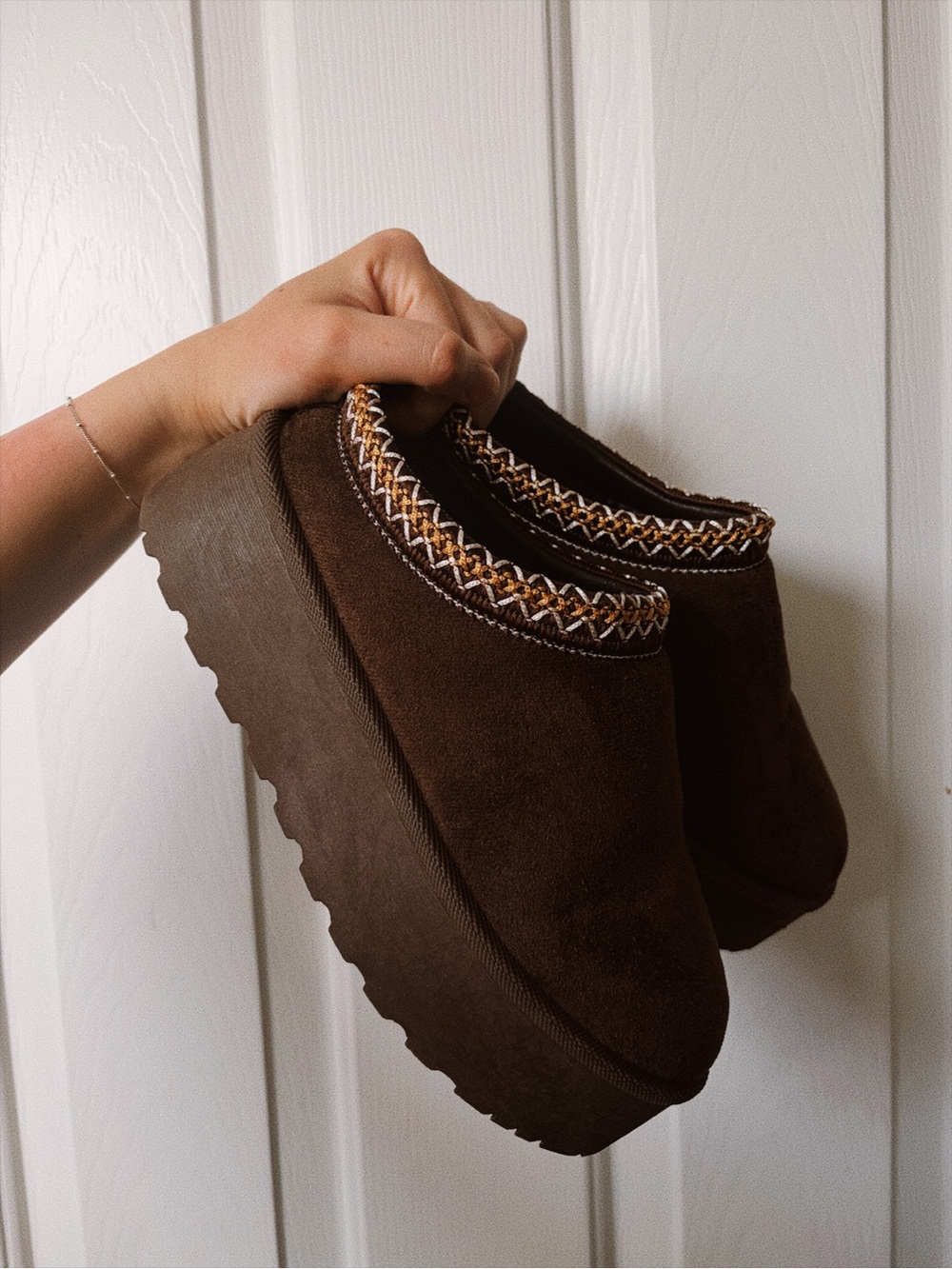 Dark Brown Suede Platform Shoes